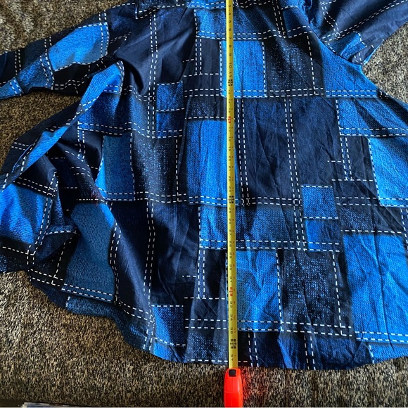 Casual Blue Long Sleeve Dress with Mandarin Collar - Picture 3 of 10